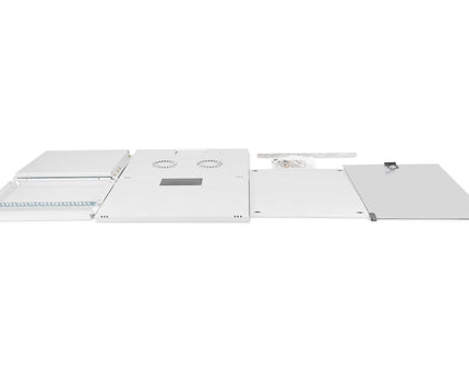 9U wandkast, SOHO, ongemonteerd 540x400x460 mm, volledig glazen voordeur, grijs