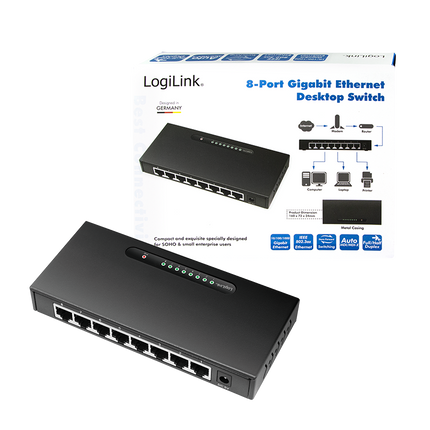 8 Poorts Gigabit Switch 10/100/1000 Mbps