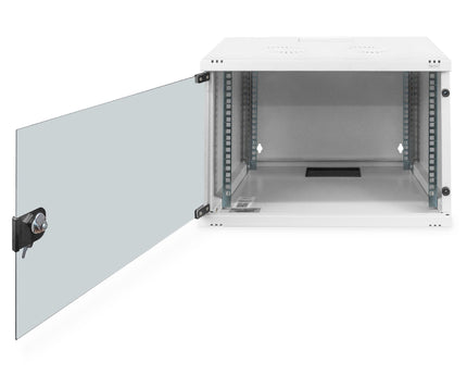 7U wandkast, SOHO, ongemonteerd 540x400x370 mm, volledig glazen voordeur, grijs