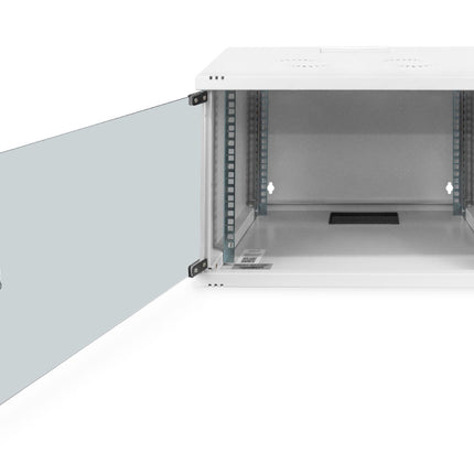 7U wandkast, SOHO, ongemonteerd 370x540x400 mm, volledig glazen voordeur, grijs