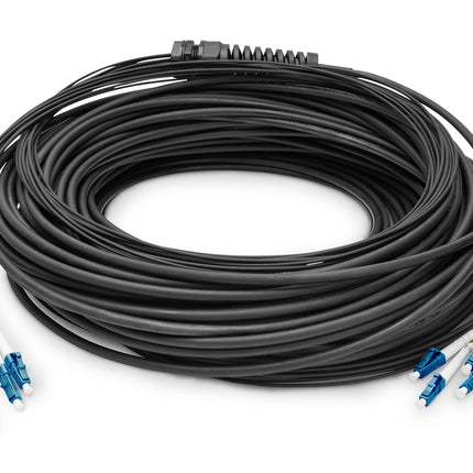 Pre-assembled 50 M Fiberglass Universal Breakout Cable, Single Mode OS2, 8 Fibers, LC/UPC - LC/UPC