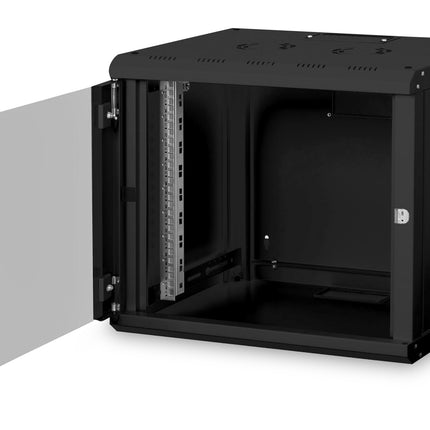 9U wall mounting cabinet, Unique 509x600x450 mm, color black (RAL 9005)