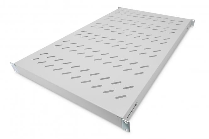 19 Inch 1U shelf for 1000mm deep racks 43x484x708mm, adjustable up to 900mm depth, grey