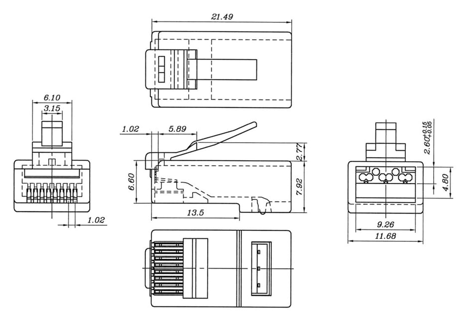 CAT6a Modular Plug RJ45 - UTP 10 pcs