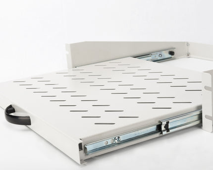 2U uitschuifbaar legbord voor kasten vanaf 450 mm diepte 88x483x352 mm, tot 30 kg, grijs (RAL 7035)
