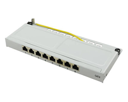 CAT6 patch panel 8-poorts STP 0,5U grijs