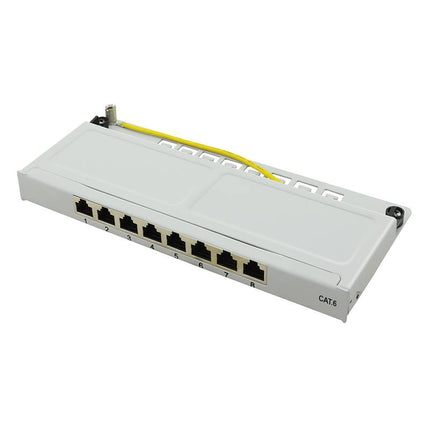 CAT6 patch panel 8-ports STP 0.5U grey