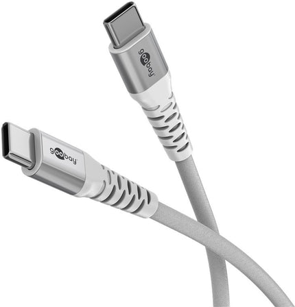 USB-C 3M superzachte textielkabel met metalen stekkers wit