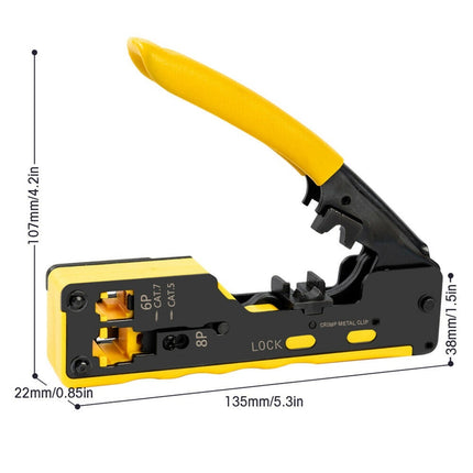 Crimp tool for ezEX CAT5e-CAT7 modular plugs