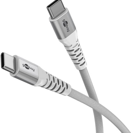 USB-C 1M superzachte textielkabel met metalen stekkers wit