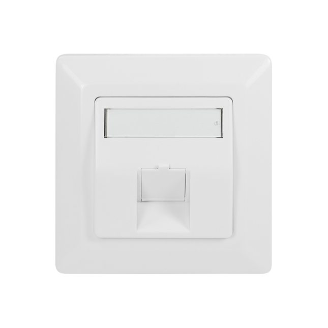 Faceplate for 1 keystone jack, 45° outlet, signal white