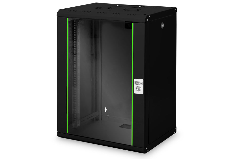 16U wall mounting cabinet, Unique 820x600x450 mm, color black (RAL 9005)