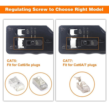 Professionele krimptang voor RJ45, RJ11 en RJ12 connectoren