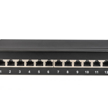 Cat6A 12-poorts patchpaneel 10" rack RAL 9005