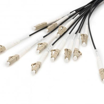 Pre-assembled Fiberglass 150 M Universal Breakout Cable, Multi Mode OM4, 12 Fibers, LC/UPC - LC/UPC