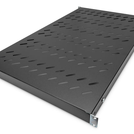 19 Inch 1U legbord voor 1000 mm diepe rekken 43x483x708 mm, verstelbaar tot 900 mm diepte, zwart