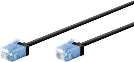 Ultra flexible 15M CAT 6A patch cable, thin, U/UTP, black