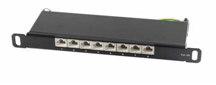 CAT6a Patchpanel slim 8 Port 0,5HE 10 inch