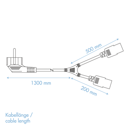 Y power cable CEE7 / 7 2x C13 1.5 M