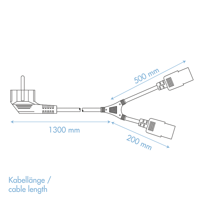 Y-stroomkabel CEE7/7 2x C13 1.5 M