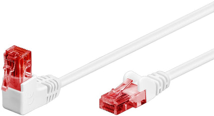 CAT 6 Patch Cable 1x 90° Angled, U/UTP, white 1 M