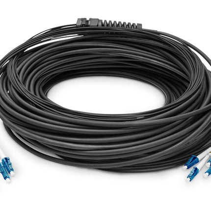 Pre-assembled 150 M Fiberglass Universal Breakout Cable, Single Mode OS2, 8 Fibers, LC/UPC - LC/UPC