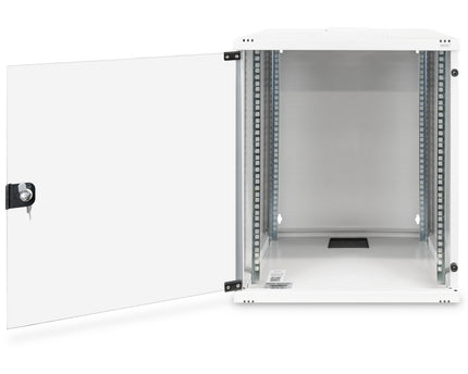 12U wall cabinet, SOHO, unassembled 595x540x400 mm, full glass front door, gray