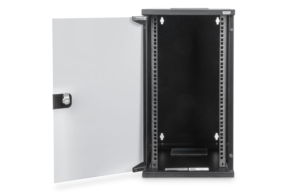 12U wall mounting cabinet 592x312x30 mm (WxHxD), black