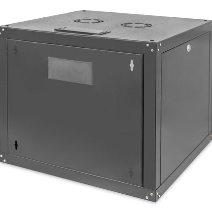 9U wall mounting cabinet, Unique 509x600x600 mm, color black (RAL 9005)