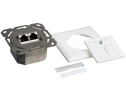 Inbouwdoos wit CAT6a 2x RJ45 afgeschermd LSA RAL 9010 - Networkdiscount.com