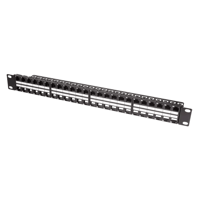 Keystone patchpanel 48 poorts RAL9005 - Networkdiscount.com