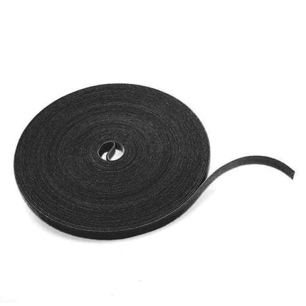 Klittenband 10mm zwart 25M op rol - Networkdiscount.com