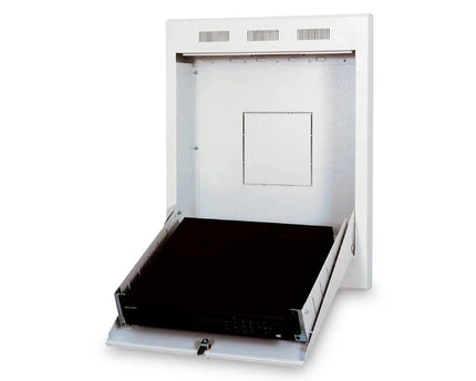 Opbouw wandmontagekast, uitkantelbaar 750x600x127 mm, 2U, kleur grijs (RAL 7035) - Networkdiscount.com
