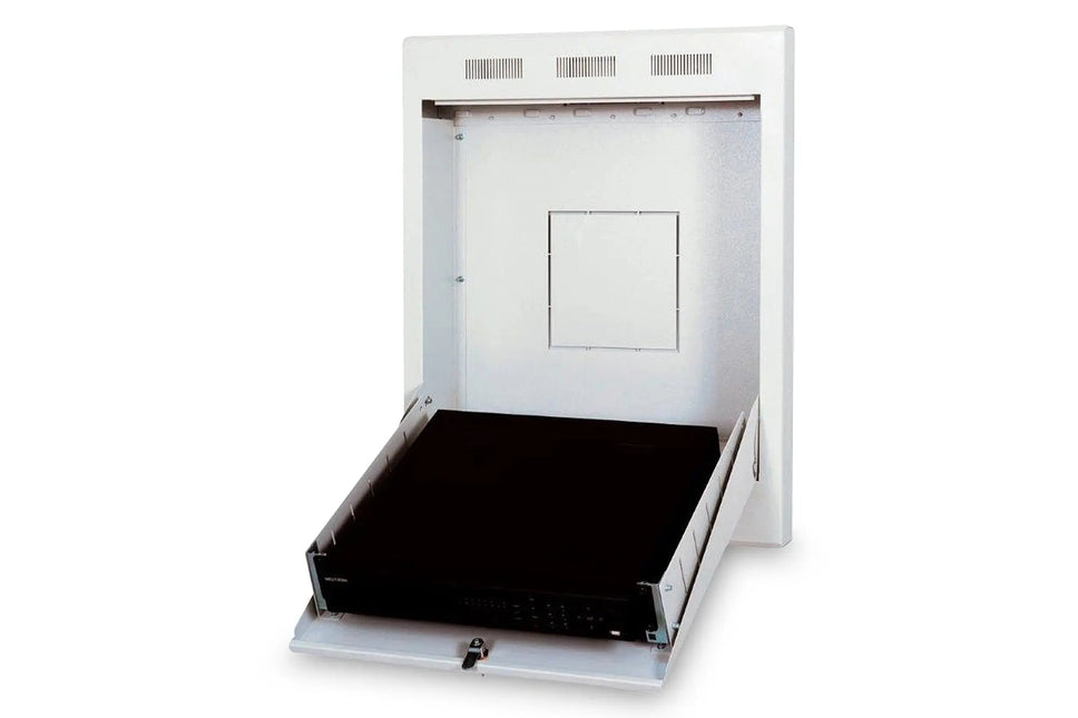 Opbouw wandmontagekast, uitkantelbaar 750x600x127 mm, 2U, kleur grijs (RAL 7035) - Networkdiscount.com