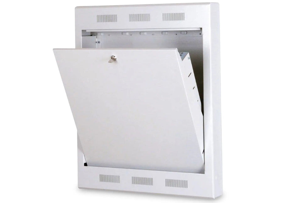 Opbouw wandmontagekast, uitkantelbaar 750x600x127 mm, 2U, kleur grijs (RAL 7035) - Networkdiscount.com