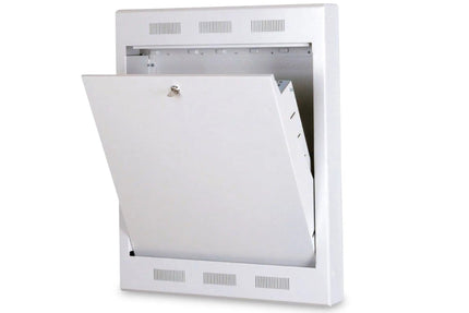 Opbouw wandmontagekast, uitkantelbaar 750x600x127 mm, 2U, kleur grijs (RAL 7035) - Networkdiscount.com