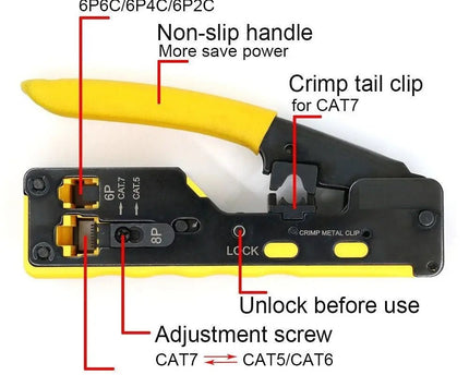 Professionele krimptang voor RJ45, RJ11 en RJ12 connectoren - Networkdiscount.com