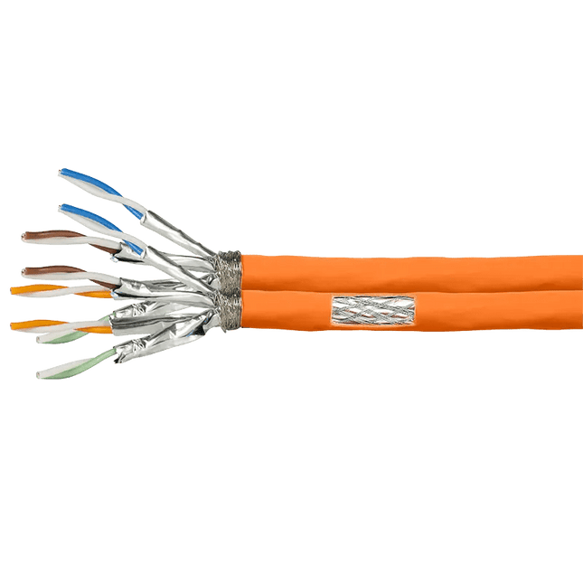 S/FTP CAT7 duplex netwerkkabel stug 500M 100% koper oranje - Networkdiscount.com