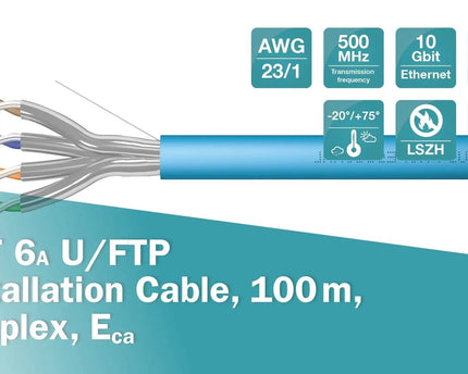 U/FTP CAT6a netwerkkabel stug 100M blauw 100% koper - Networkdiscount.com