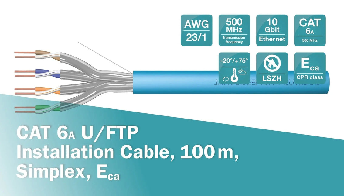 U/FTP CAT6a netwerkkabel stug 100M blauw 100% koper - Networkdiscount.com