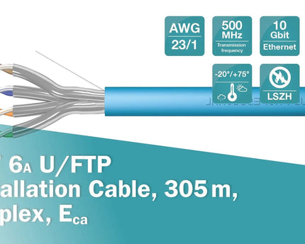 U/FTP CAT6a netwerkkabel stug 305M blauw 100% koper - Networkdiscount.com
