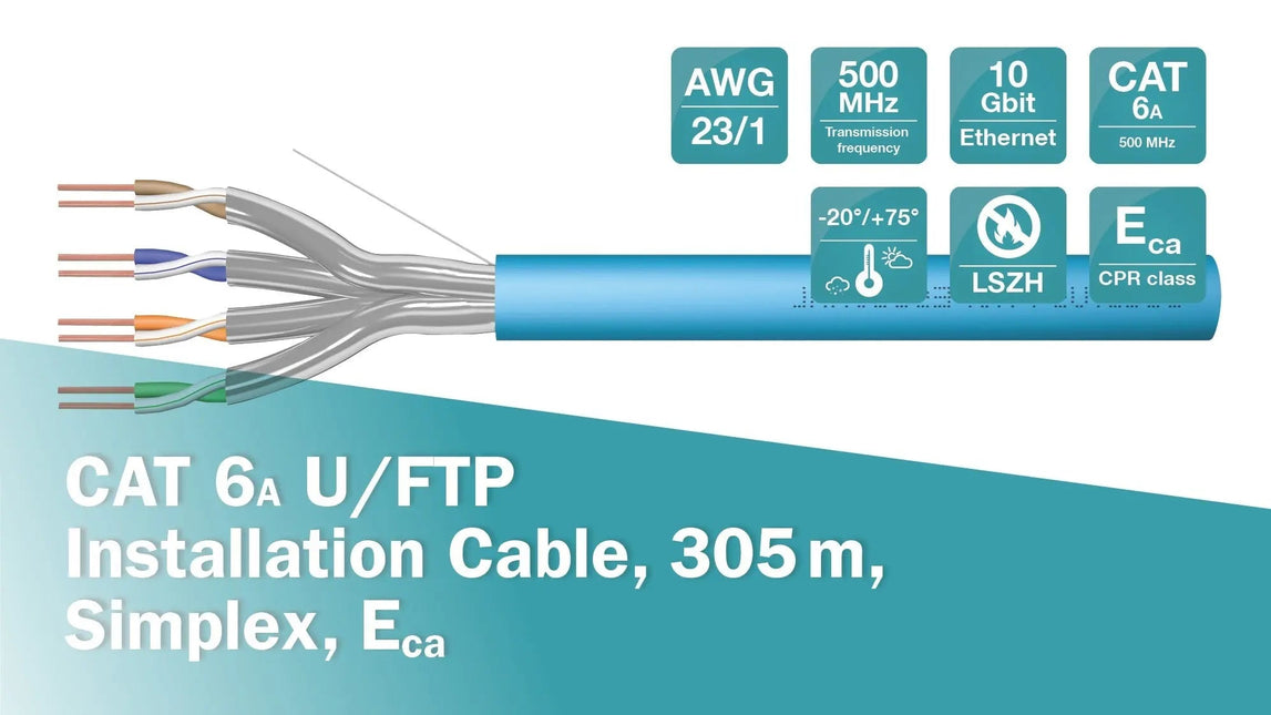 U/FTP CAT6a netwerkkabel stug 305M blauw 100% koper - Networkdiscount.com