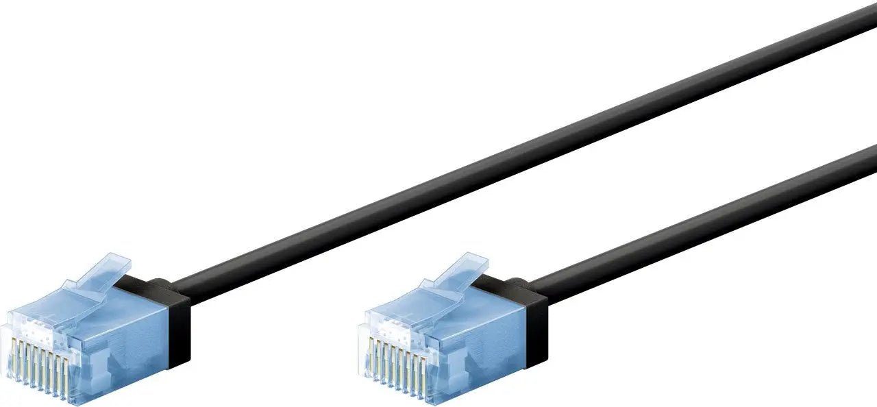 Ultra flexibele 0,5 M CAT 6A - patchkabel, dun, U/UTP, zwart - Networkdiscount.com