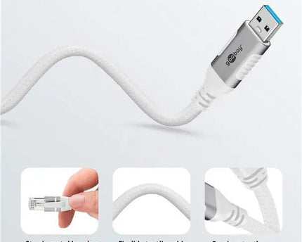 USB - A 3.0 naar RJ45 Ethernet kabel 7.5M - wit - Networkdiscount.com