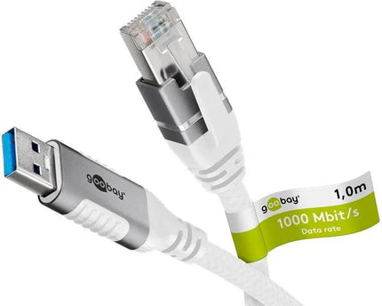 USB - A 3.0 naar RJ45 Ethernet kabel 7.5M - wit - Networkdiscount.com