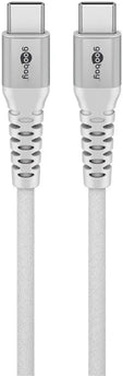 USB - C 1M superzachte textielkabel met metalen stekkers wit - Networkdiscount.com