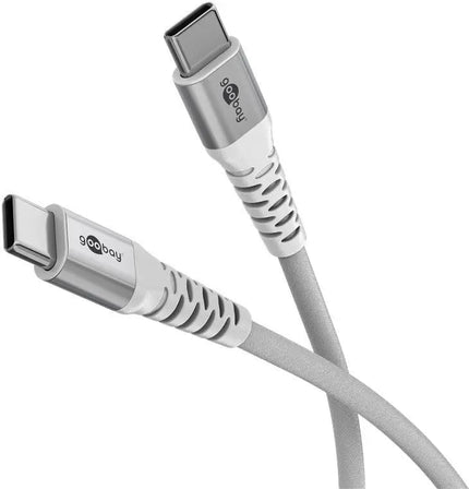 USB - C 1M superzachte textielkabel met metalen stekkers wit - Networkdiscount.com