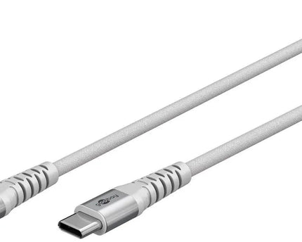 USB - C 3M superzachte textielkabel met metalen stekkers wit - Networkdiscount.com