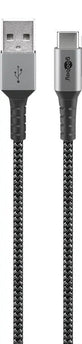 USB - C naar USB - A 0.5M textielkabel met metalen stekkers - Networkdiscount.com
