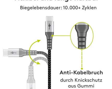 USB - C naar USB - A 1M textielkabel met metalen stekkers - Networkdiscount.com
